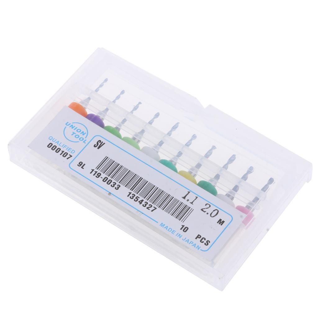 10Pc PCB CNC Print Circuit Board Carbide Micro Drill Bits Set 1.1-2mm DC02