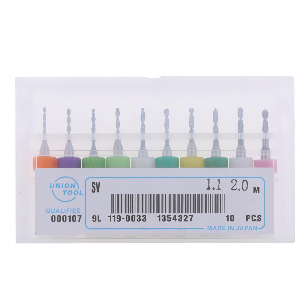 10Pc PCB CNC Print Circuit Board Carbide Micro Drill Bits Set 1.1-2mm DC02