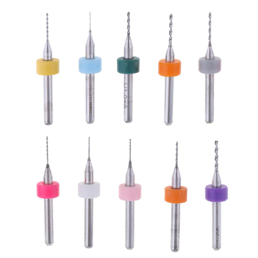 10Pc PCB CNC Print Circuit Board Carbide Micro Drill Bits Set 0.3-1.2mm DC01