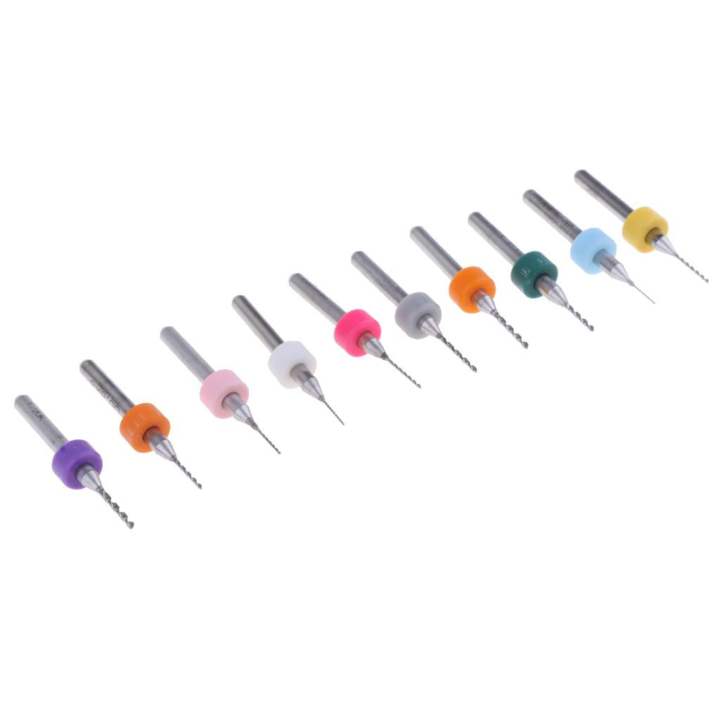10Pc PCB CNC Print Circuit Board Carbide Micro Drill Bits Set 0.3-1.2mm DC01