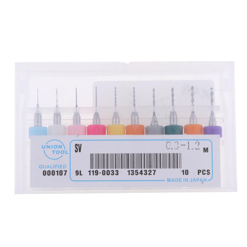 10Pc PCB CNC Print Circuit Board Carbide Micro Drill Bits Set 0.3-1.2mm DC01