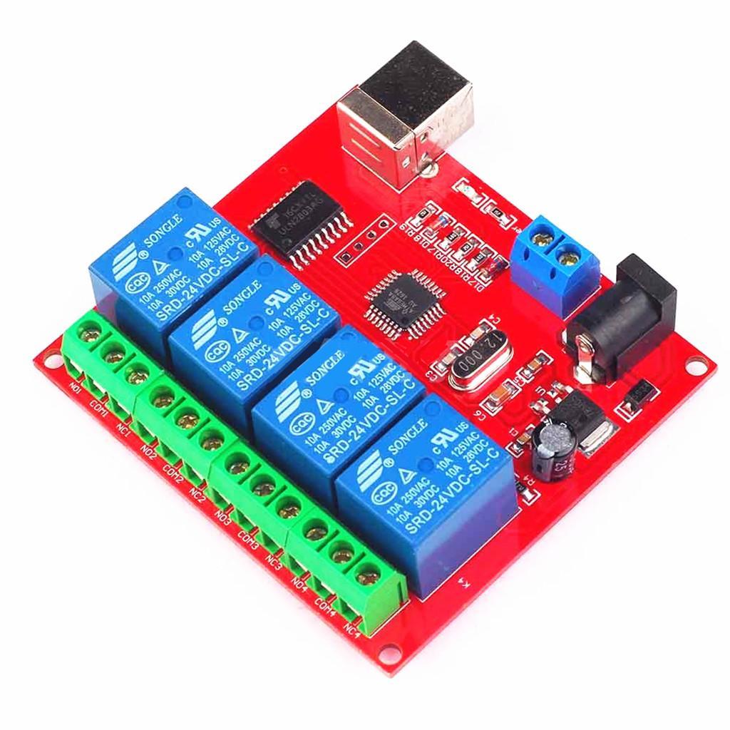 4-way 24V Computer PC Intelligent USB Control Switch Drive Free Relay Module