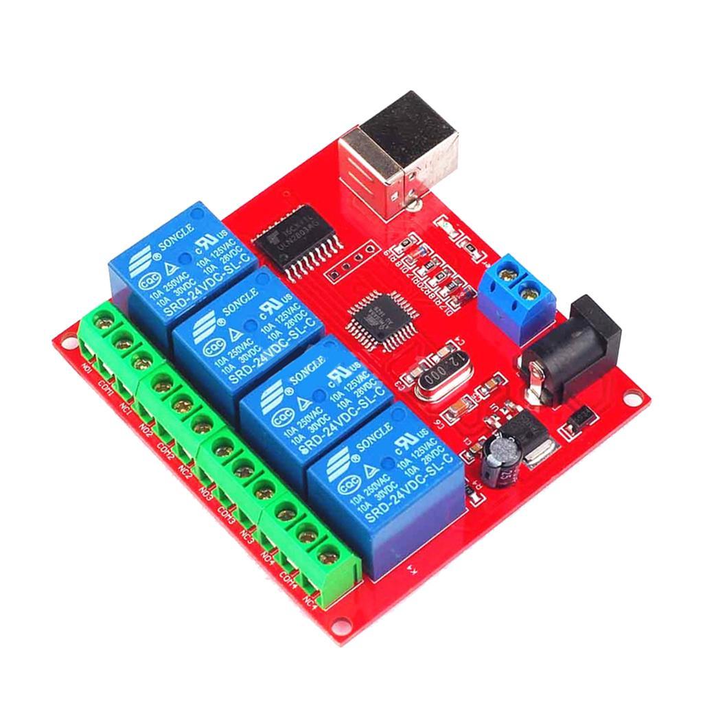 4-way 24V Computer PC Intelligent USB Control Switch Drive Free Relay Module