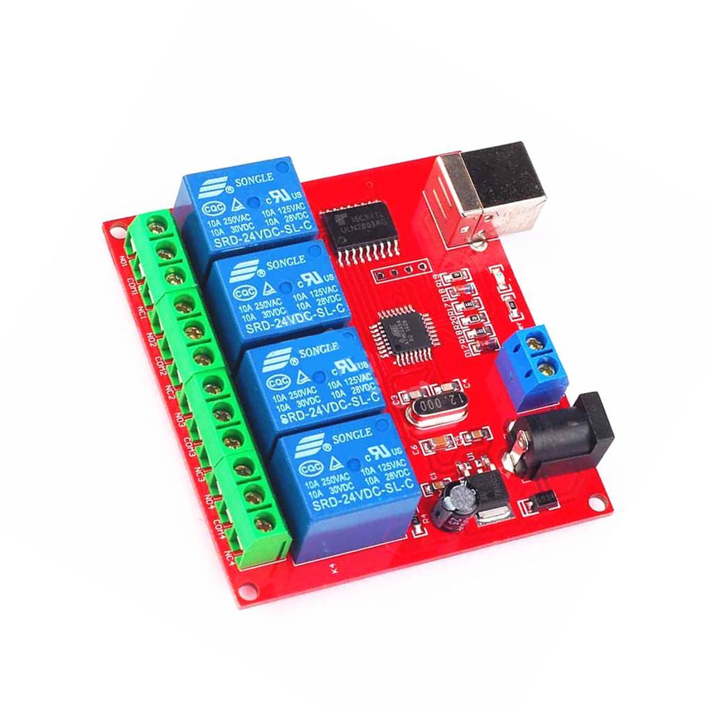 4-way 24V Computer PC Intelligent USB Control Switch Drive Free Relay Module