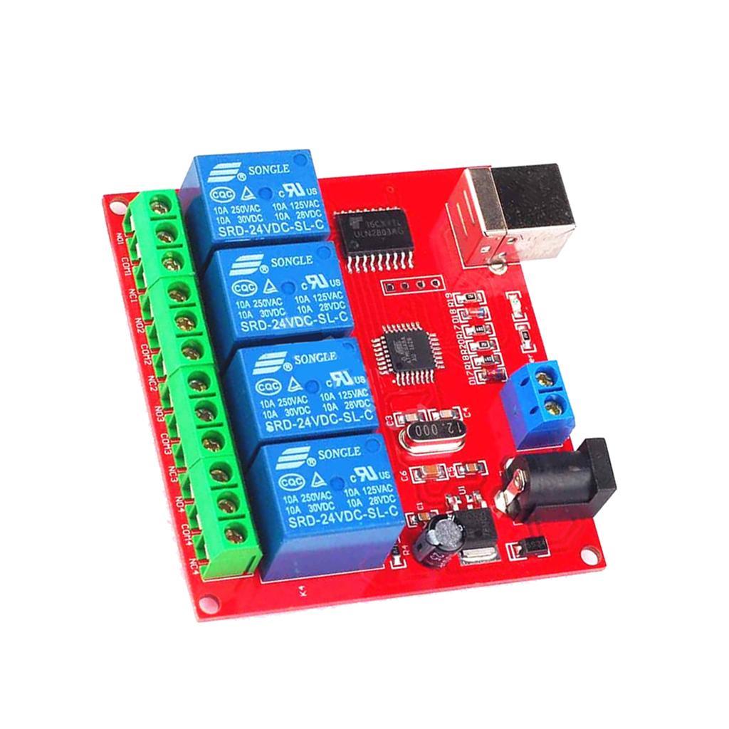 4-way 24V Computer PC Intelligent USB Control Switch Drive Free Relay Module