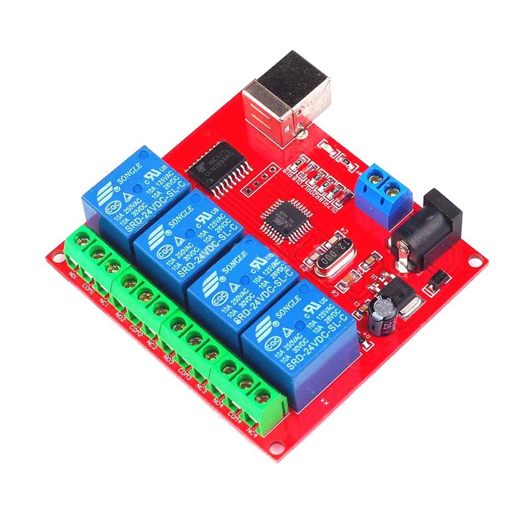 4-way 24V Computer PC Intelligent USB Control Switch Drive Free Relay Module