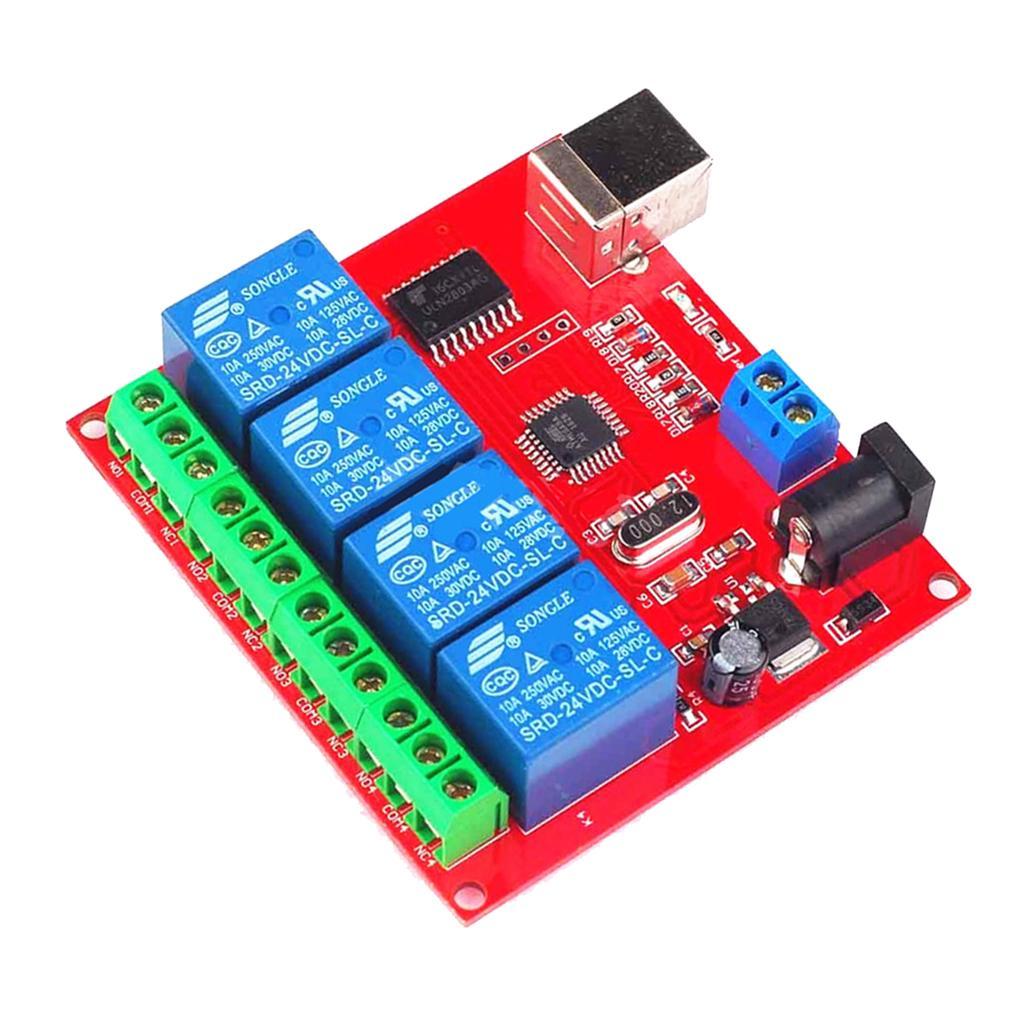 4-way 24V Computer PC Intelligent USB Control Switch Drive Free Relay Module