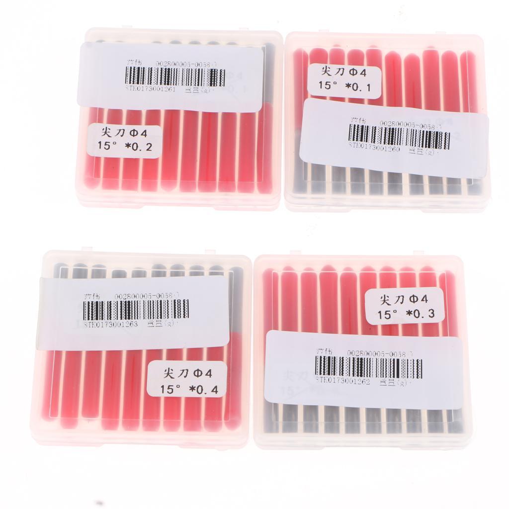 10 Piece 4mm Wood Milling Carving Cutter Flat Cutter Carved 15 Degree 0.1mm