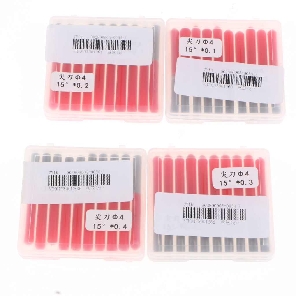 10 Piece 4mm Wood Milling Carving Cutter Flat Cutter Carved 15 Degree 0.3mm