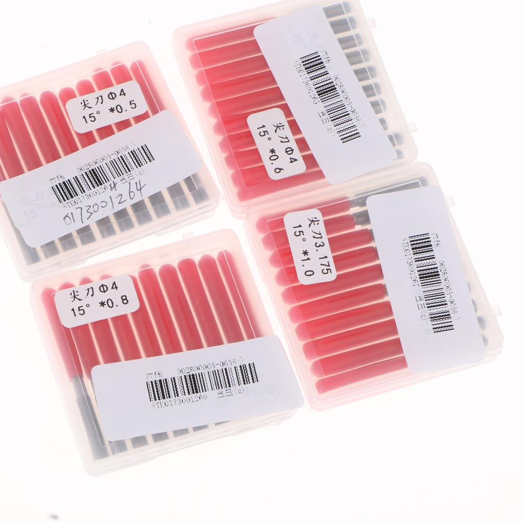 10 Piece 4mm Wood Milling Carving Cutter Flat Cutter Carved 15 Degree 0.6mm