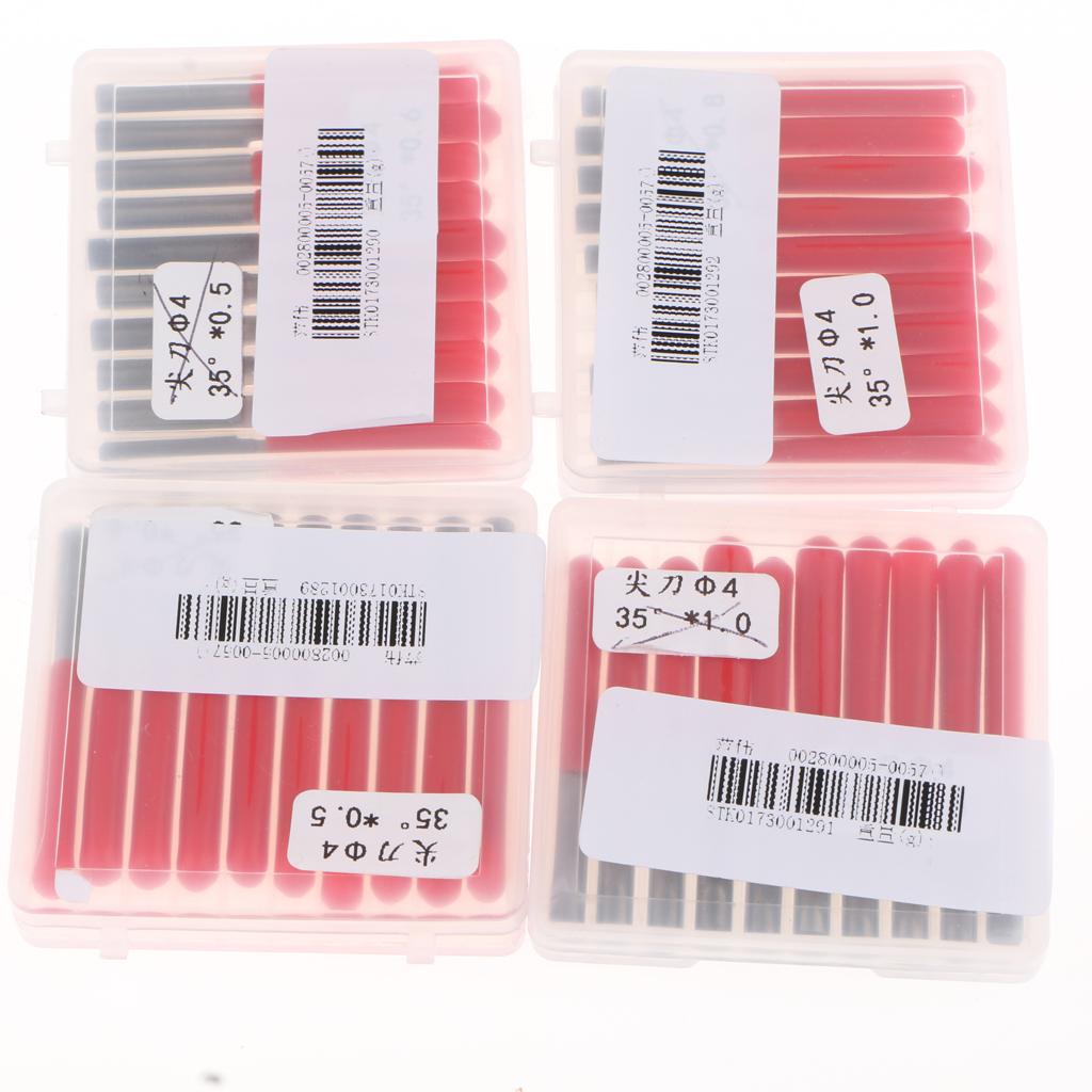 10 Pieces 4mm Wood Milling Carving Cutter Flat Knife Carved 35 Degree 0.5mm