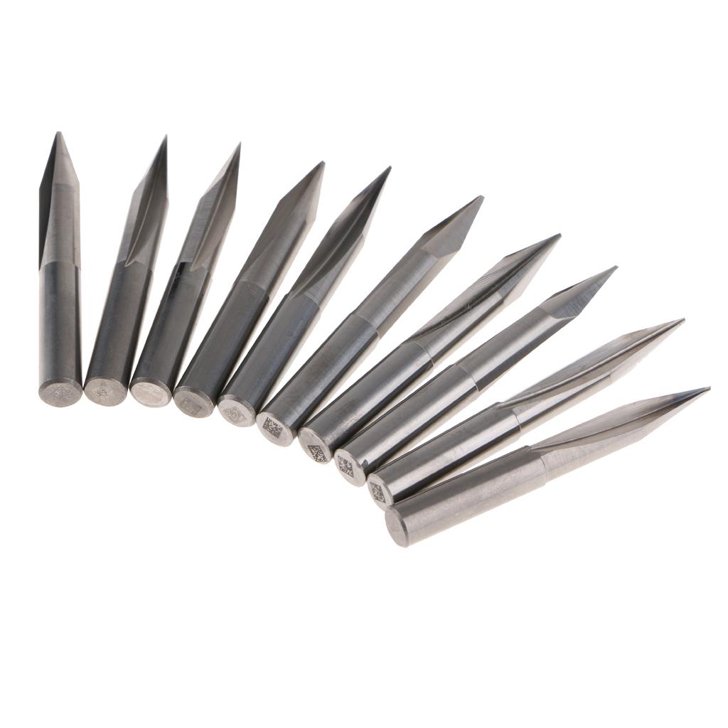 10 Pcs Engraving Carving Cutter Computer Carved Tool 50mm 25mm 20degree 0.5