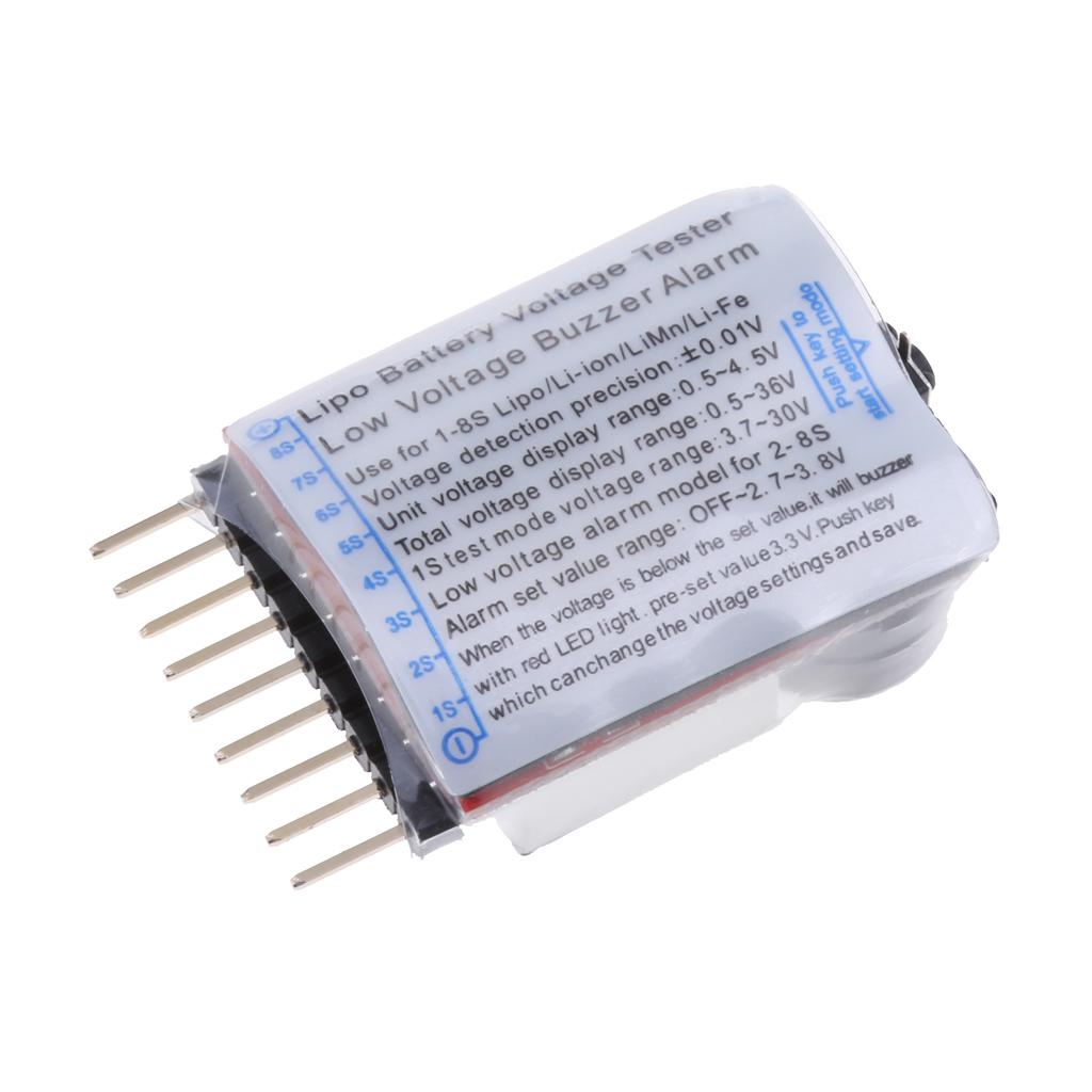 RC Lipo Battery Low Voltage Alarm 1S-8S Buzzer Indicator Tester LED