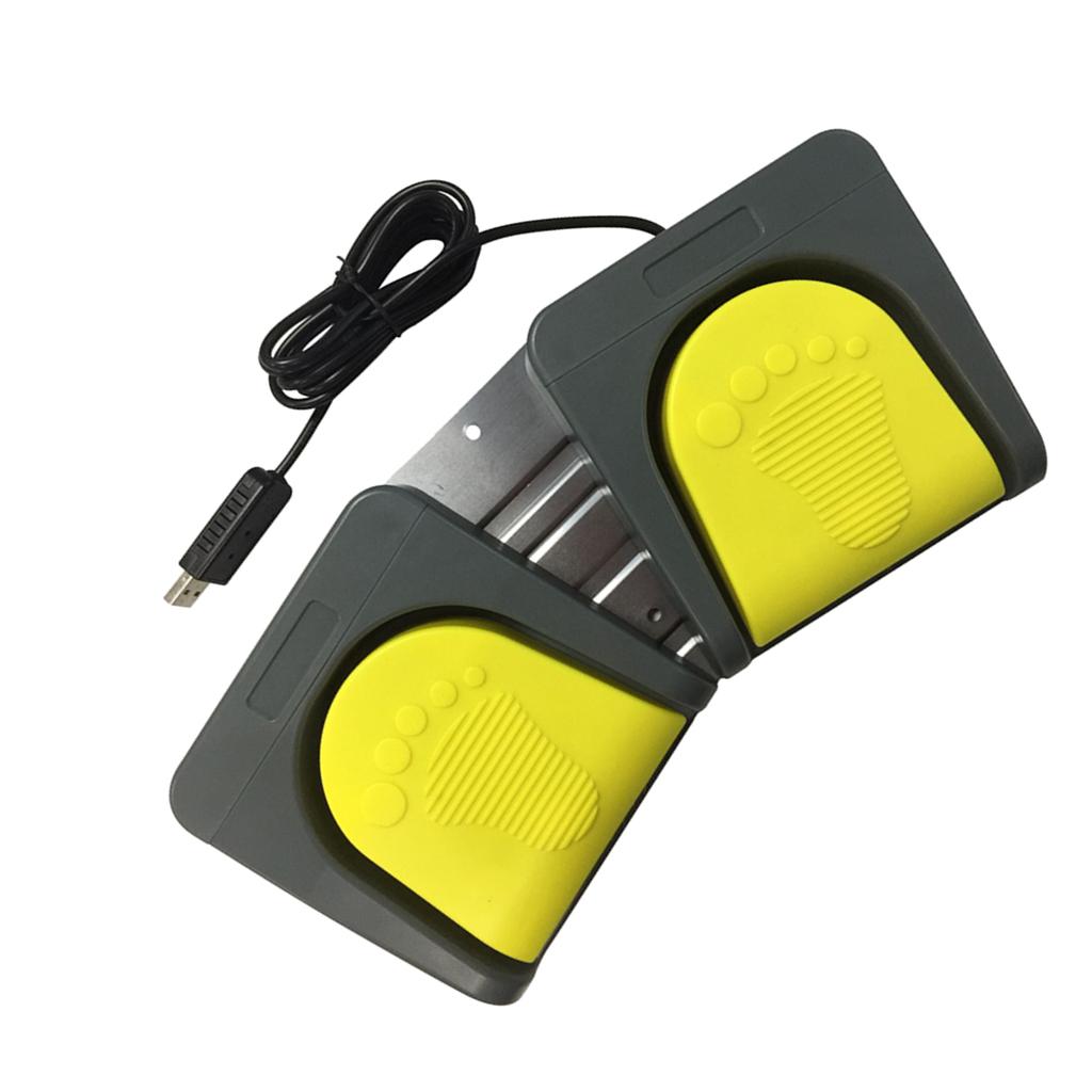 PC USB Double 2 Foot Control Pedal Game Multimedia Yellow pedal + gray base