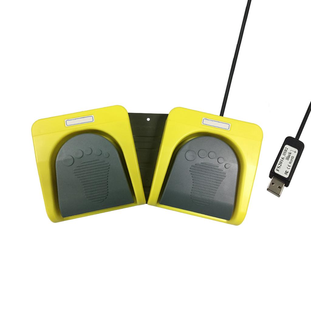PC USB Double 2 Foot Control Pedal Game Multimedia Gray pedal + yellow base