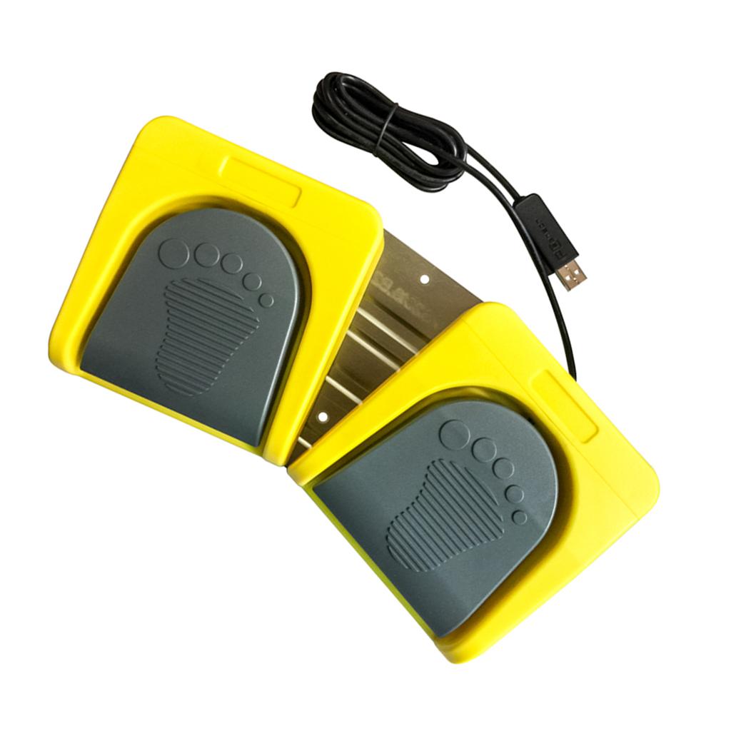 PC USB Double 2 Foot Control Pedal Game Multimedia Gray pedal + yellow base