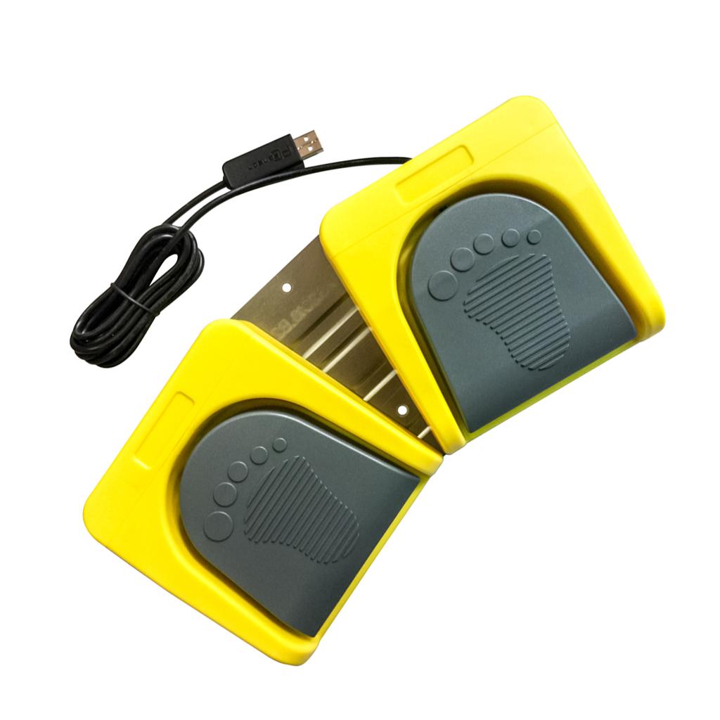 PC USB Double 2 Foot Control Pedal Game Multimedia Gray pedal + yellow base