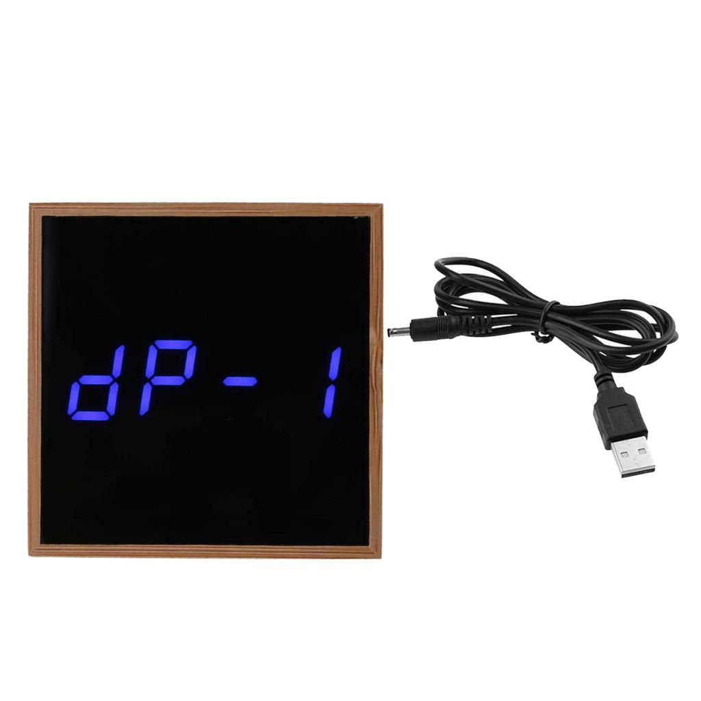 Wood Bamboo Digital Desktop LED Alarm Clock Temperature Sound Control Blue