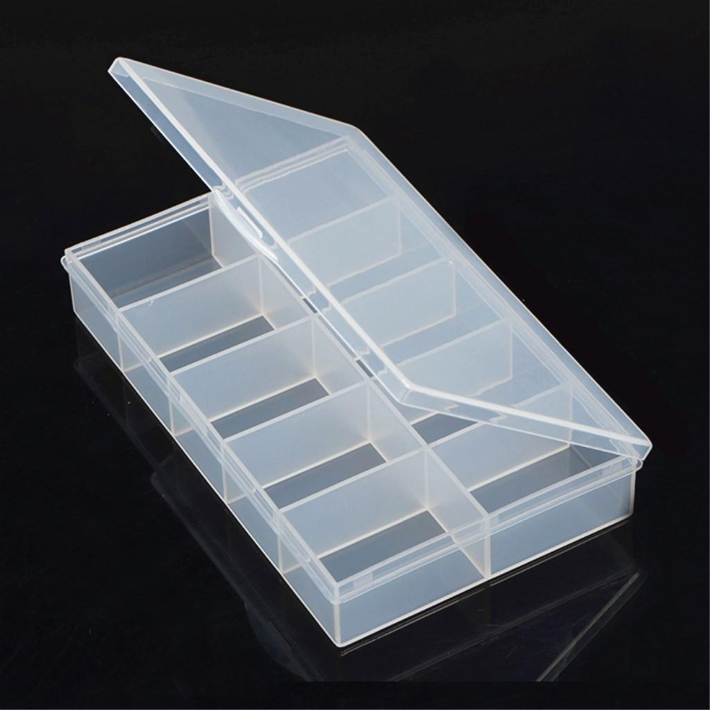 1pcs Detachable Clear 10 Slots Plastic Components Tool Jewelry Storage Box Case