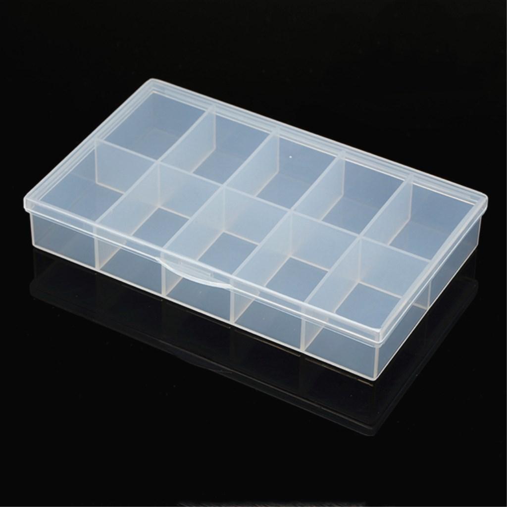 1pcs Detachable Clear 10 Slots Plastic Components Tool Jewelry Storage Box Case