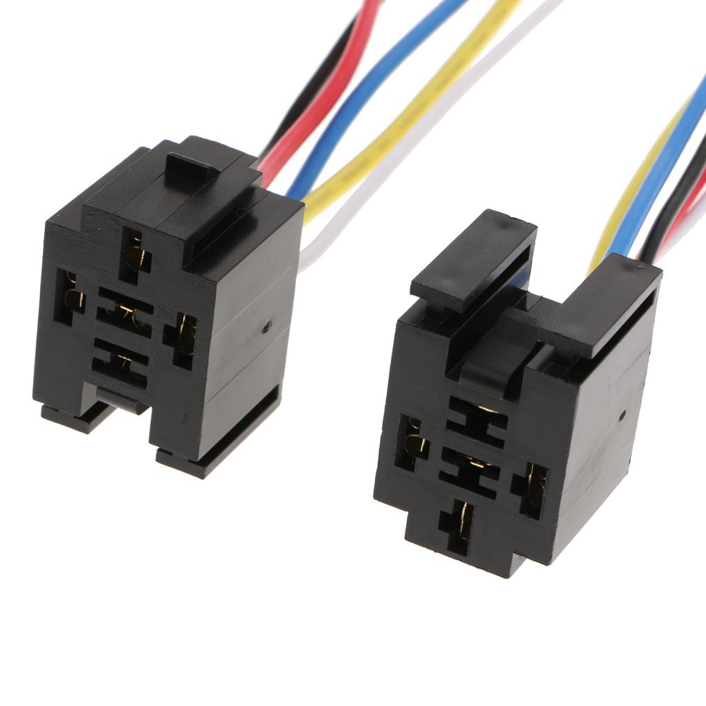 3pcs Automotive Auto Relay Socket 40A 5PIN Connector with 5 Wires