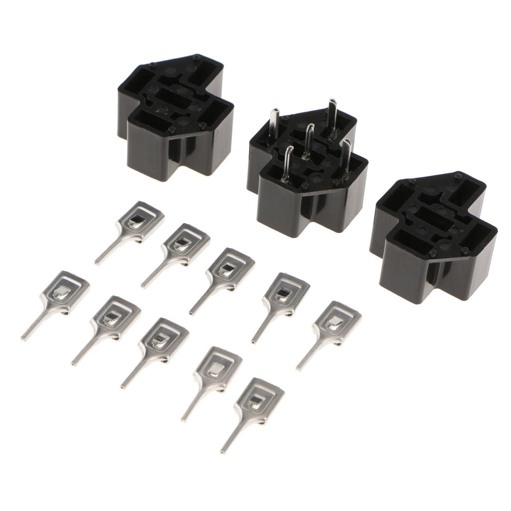 3pcs Automotive Auto Relay Double Socket 40A 5PIN with 15pcs Terminals ZT603