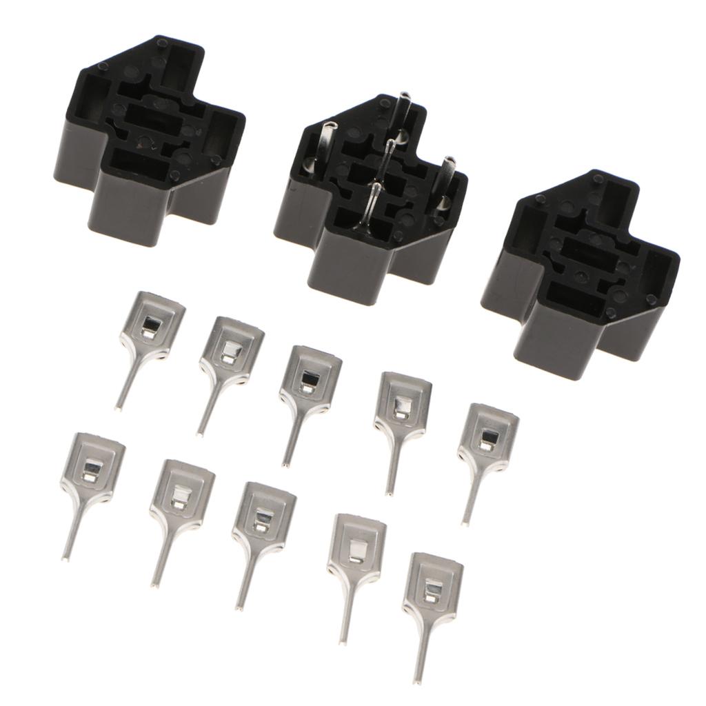 3pcs Automotive Auto Relay Double Socket 40A 5PIN with 15pcs Terminals ZT603