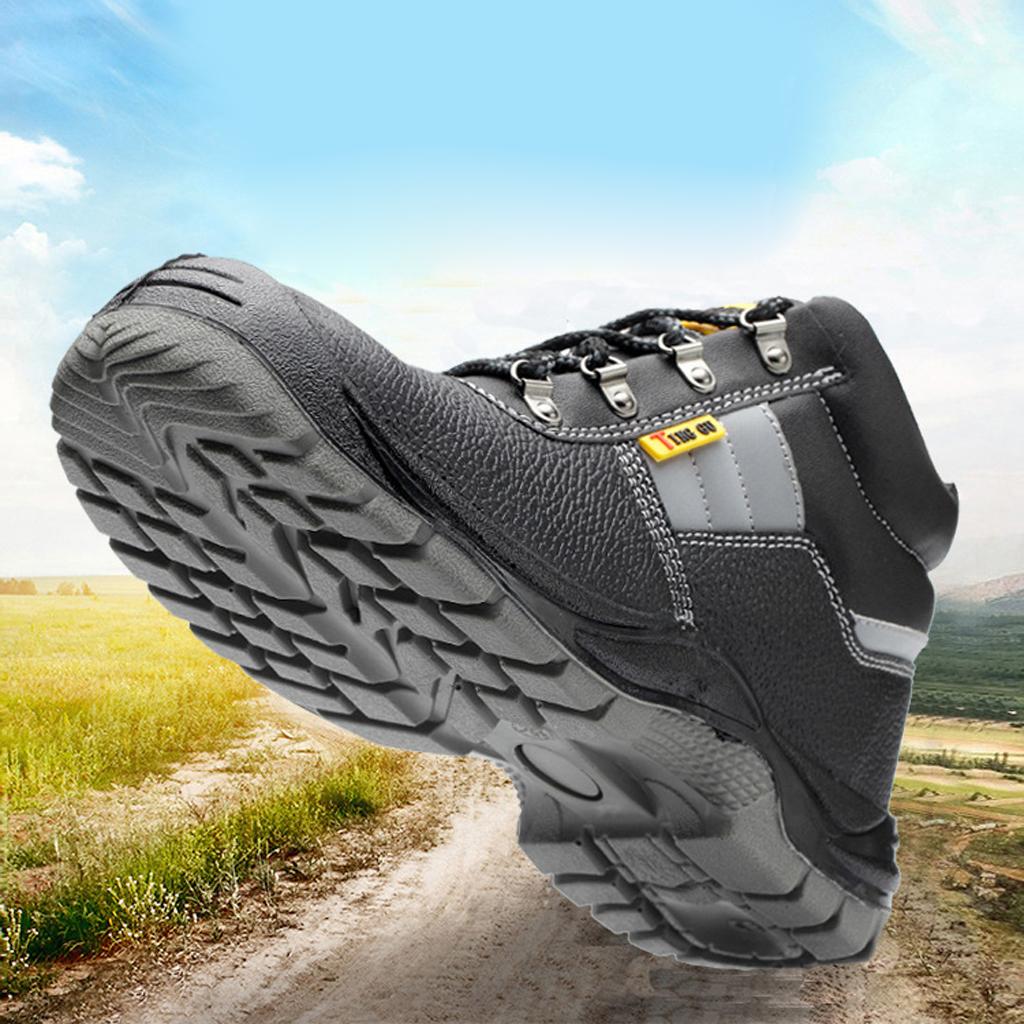 Steel Plate Toe High Side Cowhide Oil and Alkali Resistant Safety Shoes NEW
