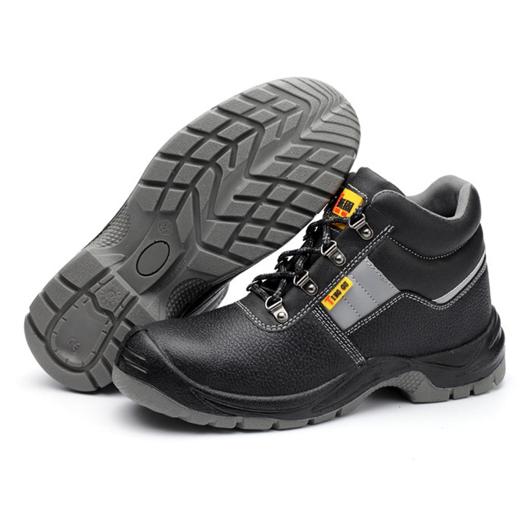 Steel Plate Toe High Side Cowhide Oil and Alkali Resistant Safety Shoes NEW