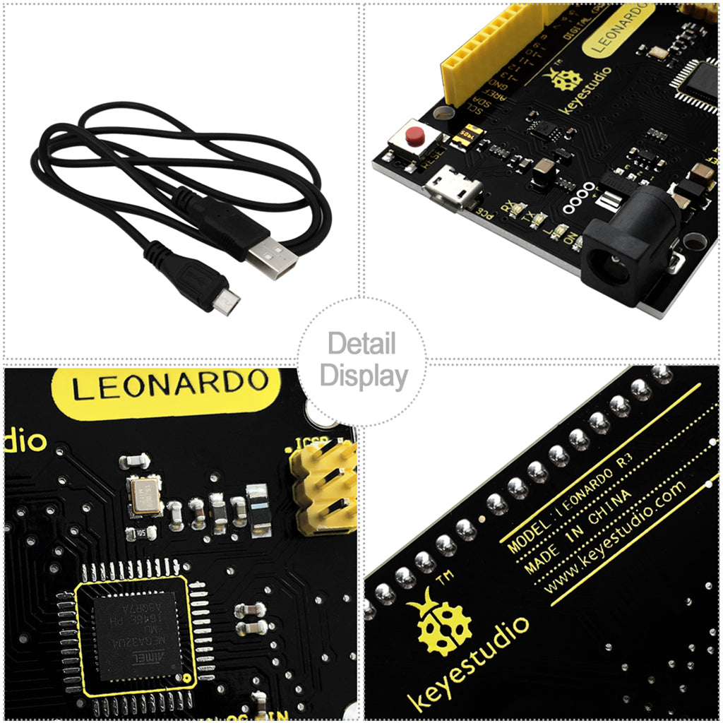 Keyestudio Leonardo R3 Development Board +1meter Micro USB Cable for Arduino