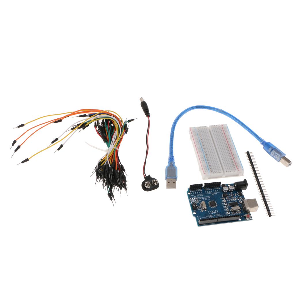 UNO R3 Development Board Starter Kit for Arduino Uno R3 - Bundle of 5 Items