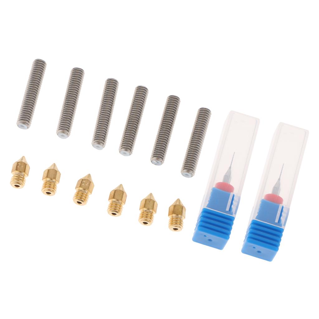 3D Printer Accessories Extruders M6x30mm MK8 Pointed Brass Nozzle Bit 0.4mm