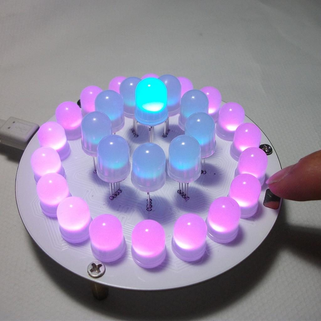 Light Cube 51 single chip DIY: Touch Key Full Color LED Aurora tower Kit