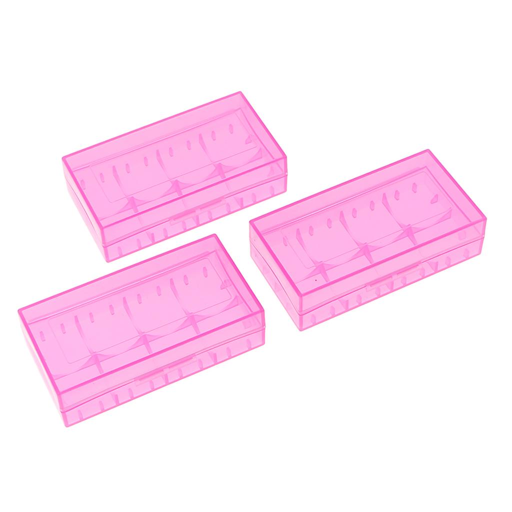 3 Pcs Battery Storage Box Hard Plastic Battery Case Holder Organizer Pink