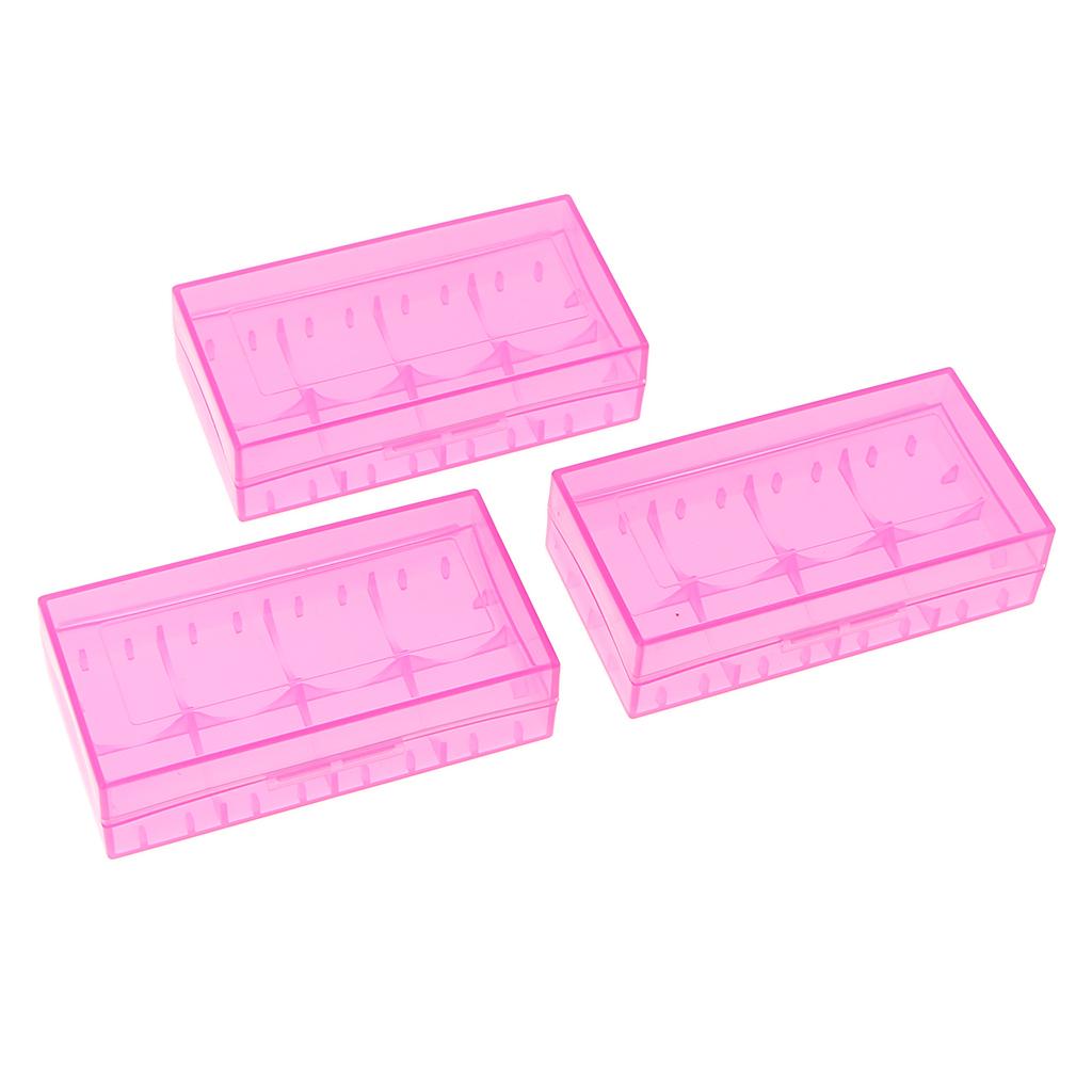 3 Pcs Battery Storage Box Hard Plastic Battery Case Holder Organizer Pink