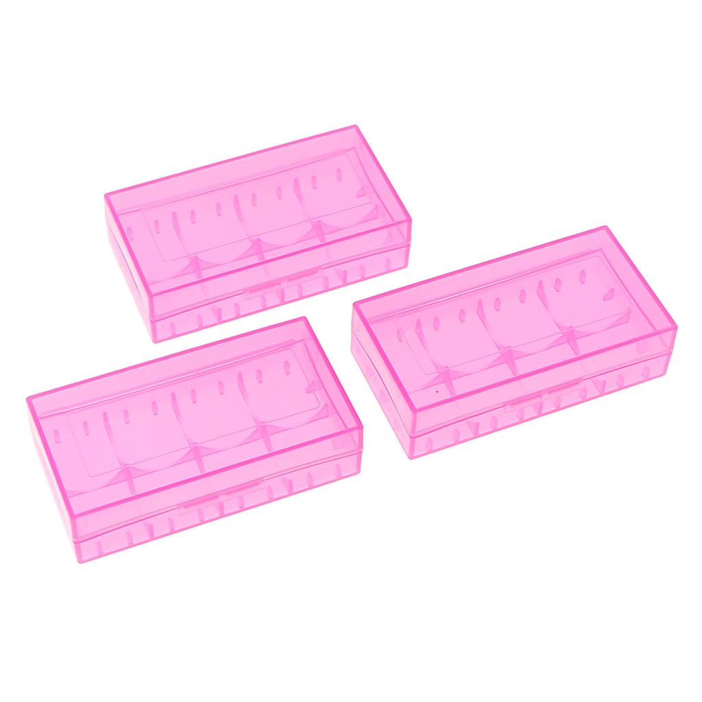3 Pcs Battery Storage Box Hard Plastic Battery Case Holder Organizer Pink