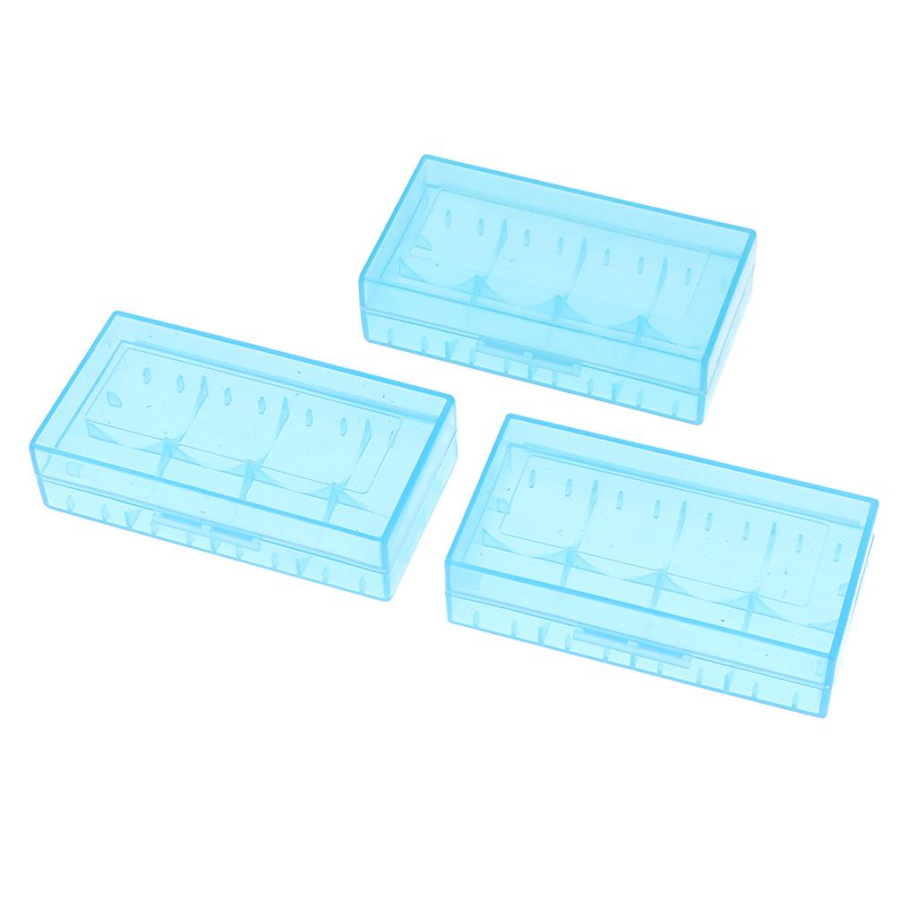 3 Pcs Battery Storage Box Hard Plastic Battery Case Holder Organizer Blue