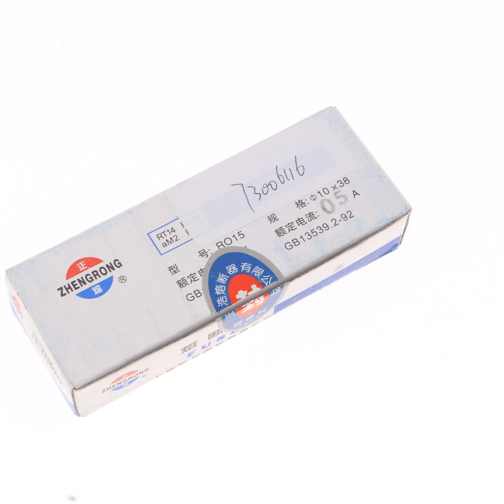 20 Pieces R015 Series 500V Cylindrical Ceramic Fuse Tube Fast Blow 38x10mm 0.5A