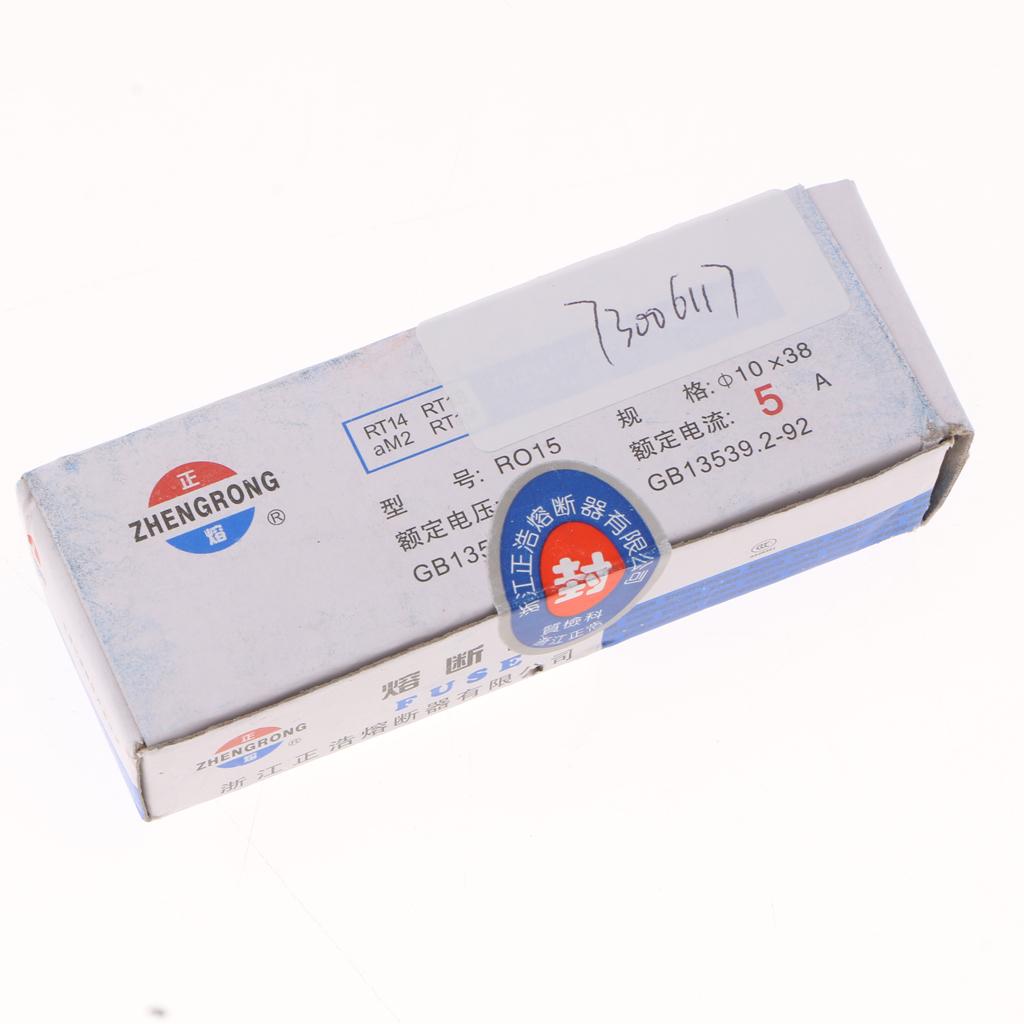 20 Pieces R015 Series 500V Cylindrical Ceramic Fuse Tube Fast Blow 38x10mm 5A