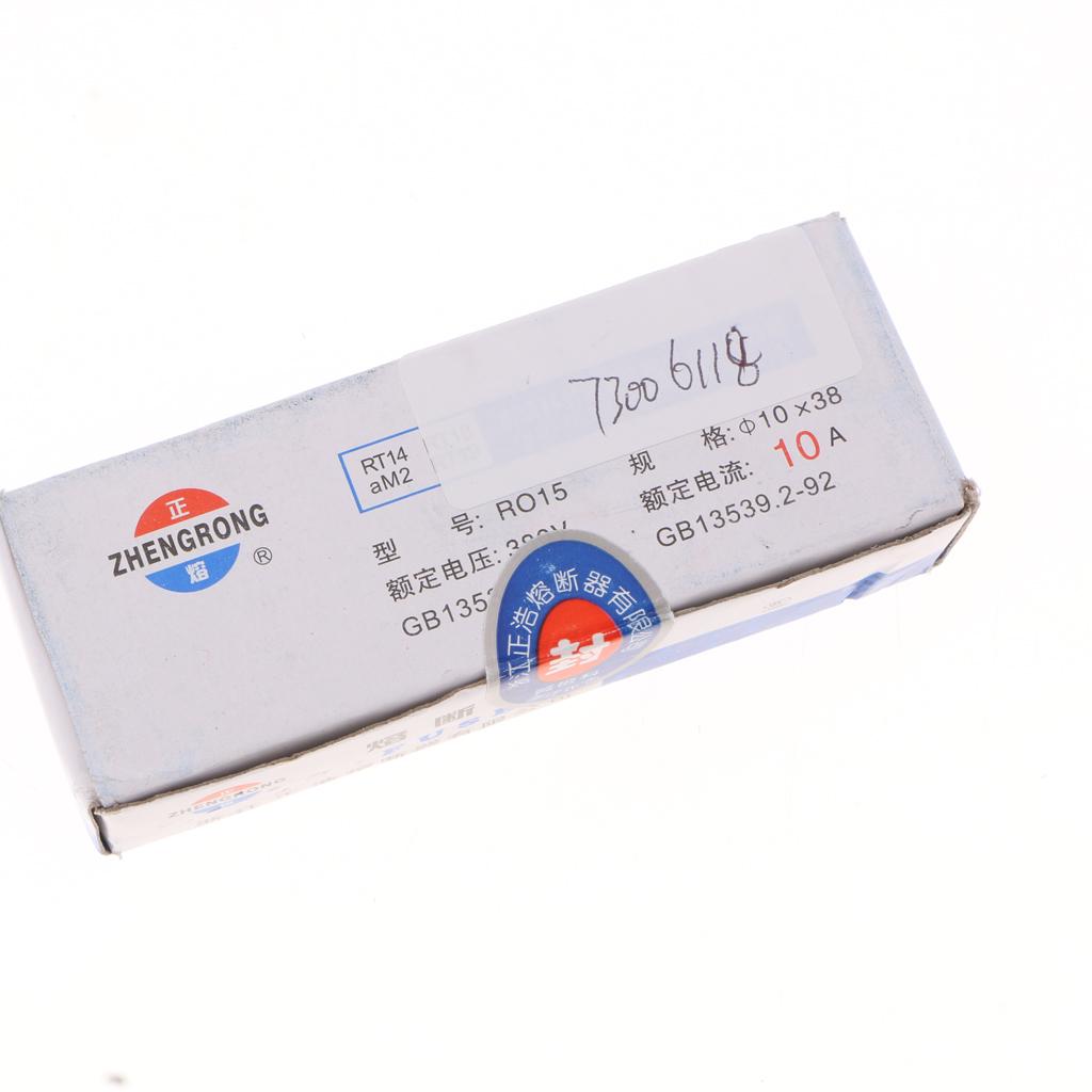 20 Pieces R015 Series 500V Cylindrical Ceramic Fuse Tube Fast Blow 38x10mm 10A
