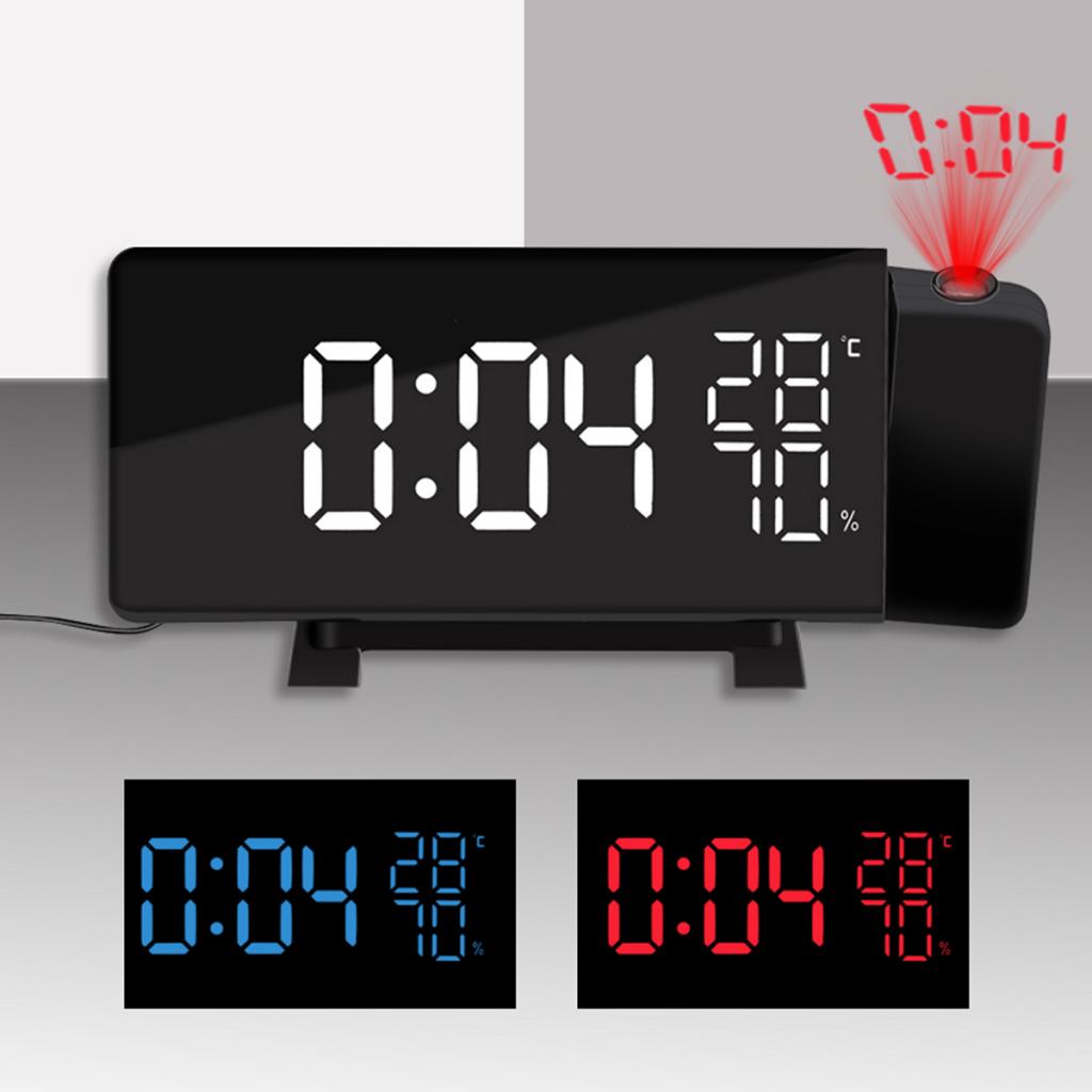Projection Alarm Clock Digital 3-Color LED FM Radio Alarm Projection Clock