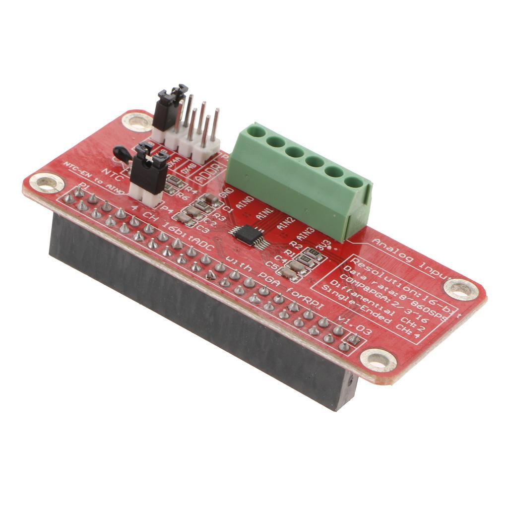 Red Metal + Plastic + PCB Raspberry Pi 3/2 B + ADS1115-ADC Module