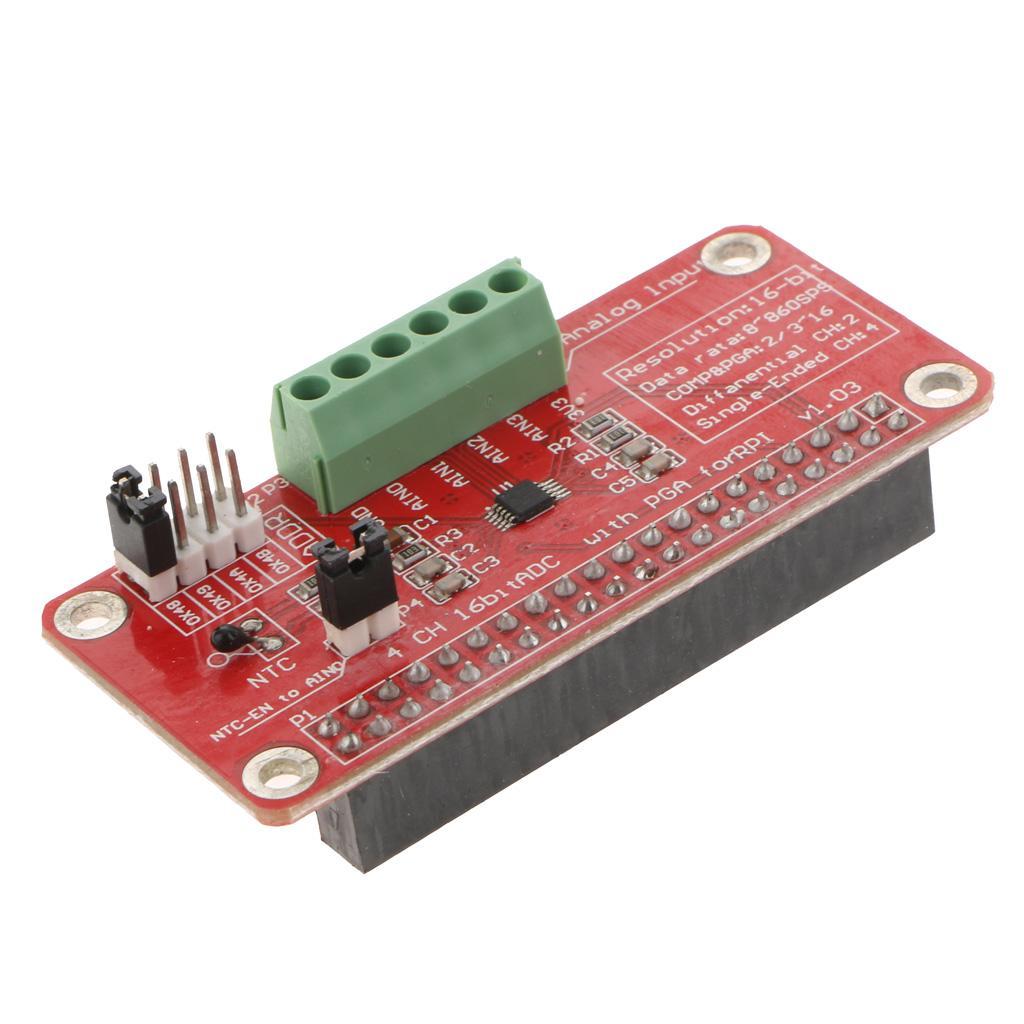 Red Metal + Plastic + PCB Raspberry Pi 3/2 B + ADS1115-ADC Module