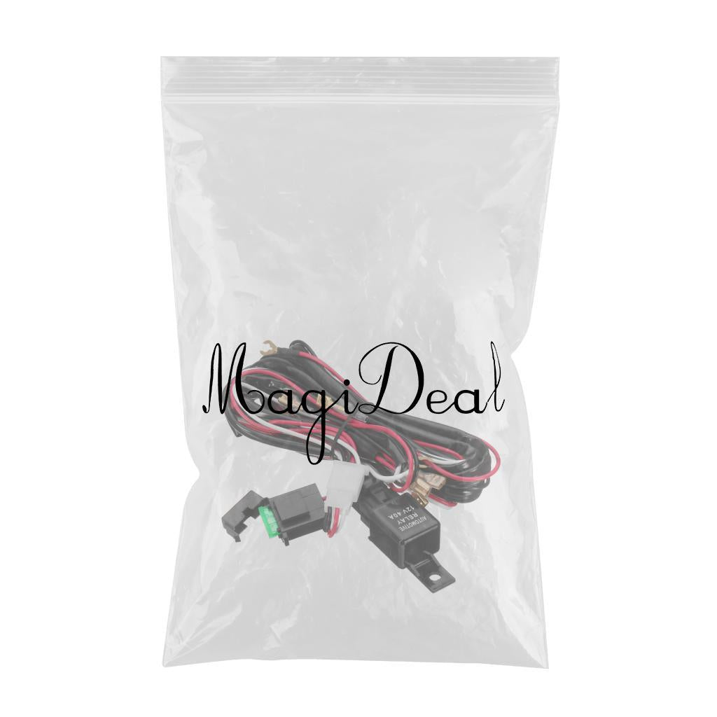 12V LED Fog Light Rocker On/Off Switch Wiring Harness 40A Relay Fuse Red