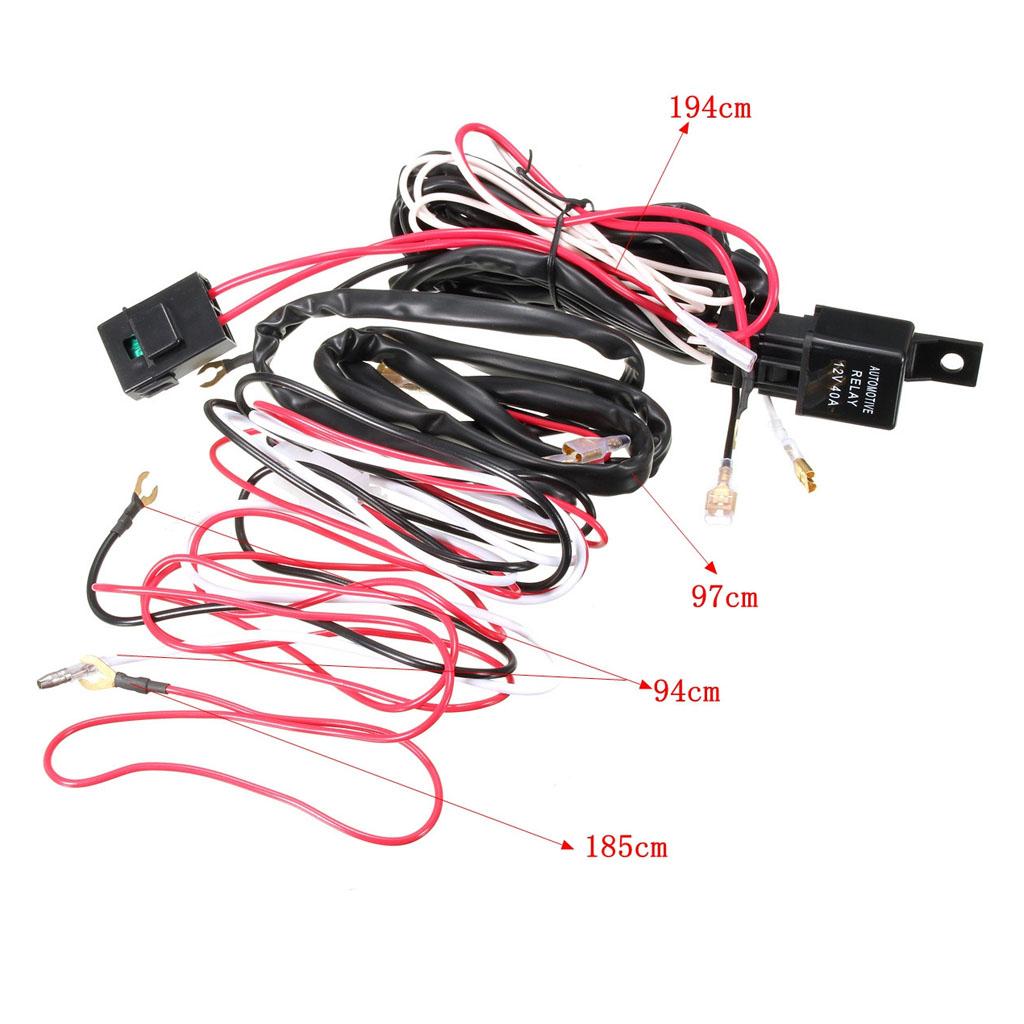 12V LED Fog Light Rocker On/Off Switch Wiring Harness 40A Relay Fuse Green