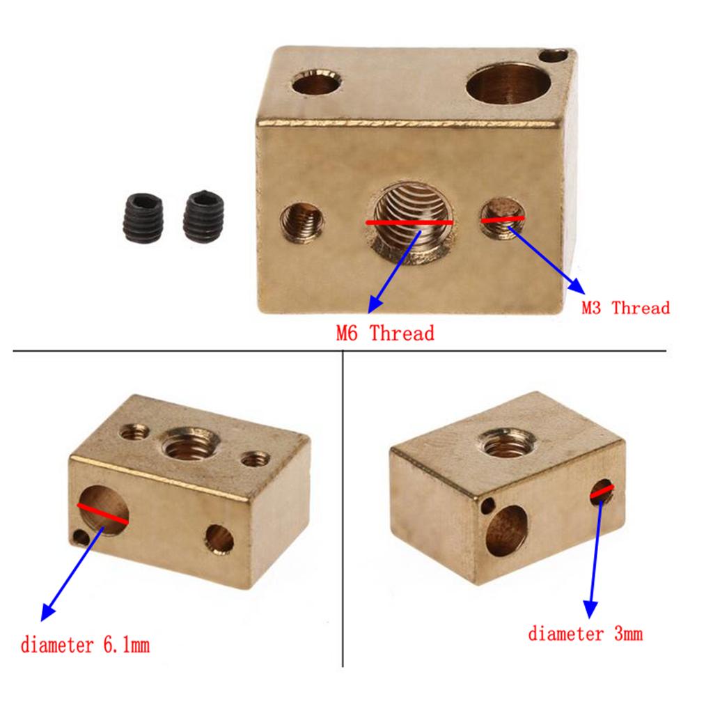 Brass Heater Block Copper Hotend V6 Nozzles Extruder 3D Printer