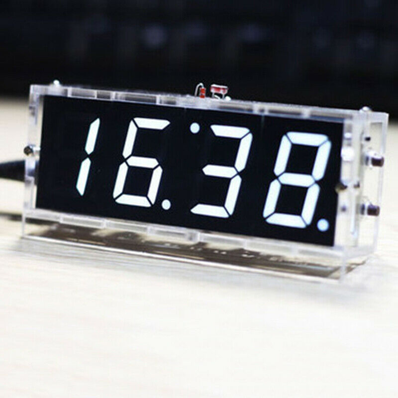 4-digit DIY Digital LED Clock Kit Light Control Temp Date Time Display White
