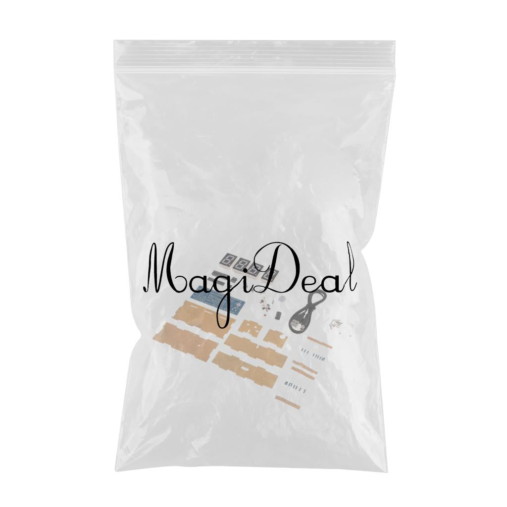 4-digit DIY Digital LED Clock Kit Light Control Temp Date Time Display White