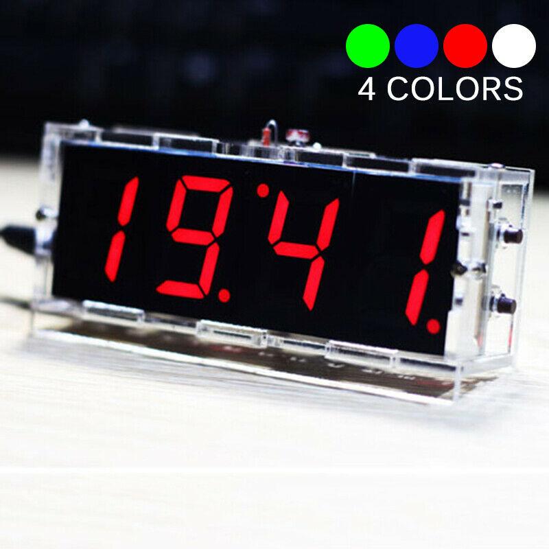 4-digit DIY Digital LED Clock Kit Light Control Temp Date Time Display Red