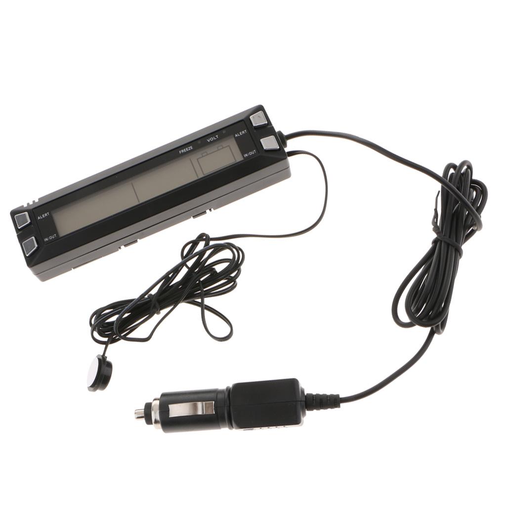 Car Digital Thermometer Voltmeter Clock Cigarette Lighter Plug Probe E30